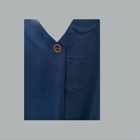 Navy blue tunic style top sheer patterned long sleeve L  NWT - Picture 6 of 7